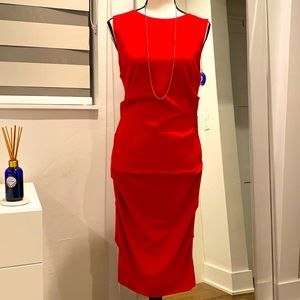 NICOLE MILLER bodycon ruched red dress EUC